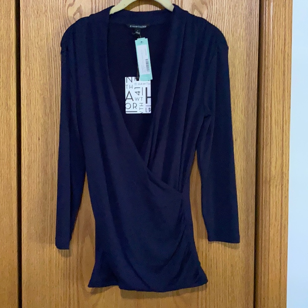 41 Hawthorn Wrap Ruched Knit Top | Size S | Navy